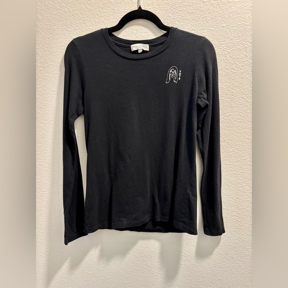 Michael Stars The Tee in Vote Long Sleeve, size S, 100% cotton in black - Picture 1 of 7